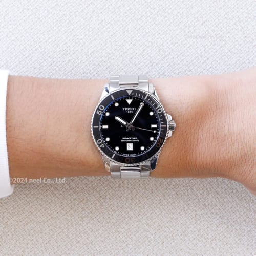 Tissot Seastar 1000 40mm Bracelet with Black Dial, Officially Imported, Men's Watch, Model T1204101105100