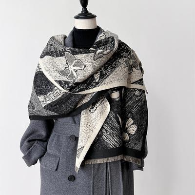 Sciarpa in finto cashmere a farfalla stile retrò double-face sciarpa scialle da ufficio per ambienti climatizzati