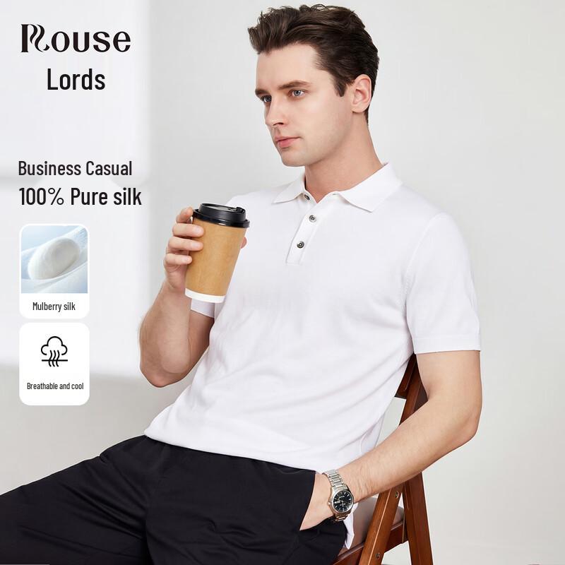 LUOZI 100% шелковая рубашка-поло в стиле business casual 52