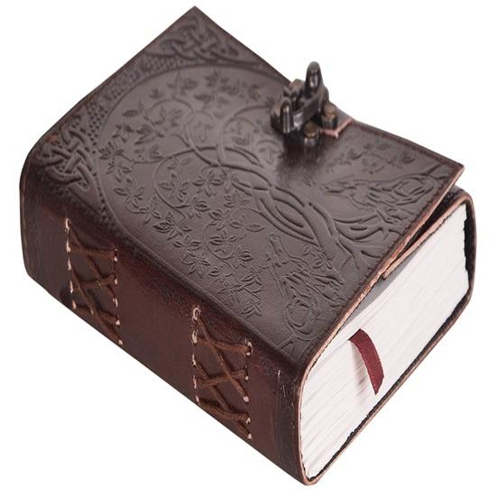 Leather Diary Journey Double Wolf Diary With Lock For Artist Sketchbook,Scrapbook,Drawing,Writing 17.78 X 12.7 Cm 240 Pages