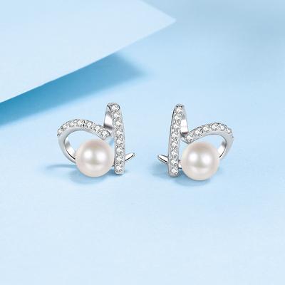 S925 mincovní stříbro bezchybné náušnice ze sladkovodních perel love moissanite náušnice dámské šperky