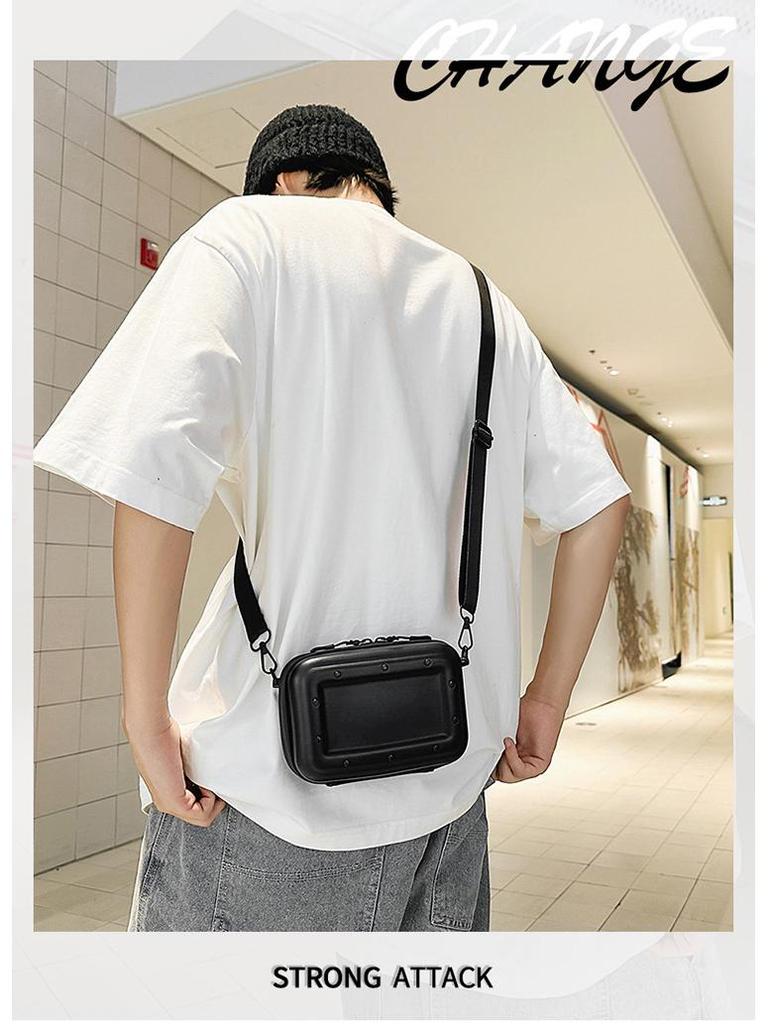 Men's Crossbody Bag: Simple, Versatile, Casual Single-Shoulder Commuter Bag, Soft Shell, Phone Holder, Small Square Design.