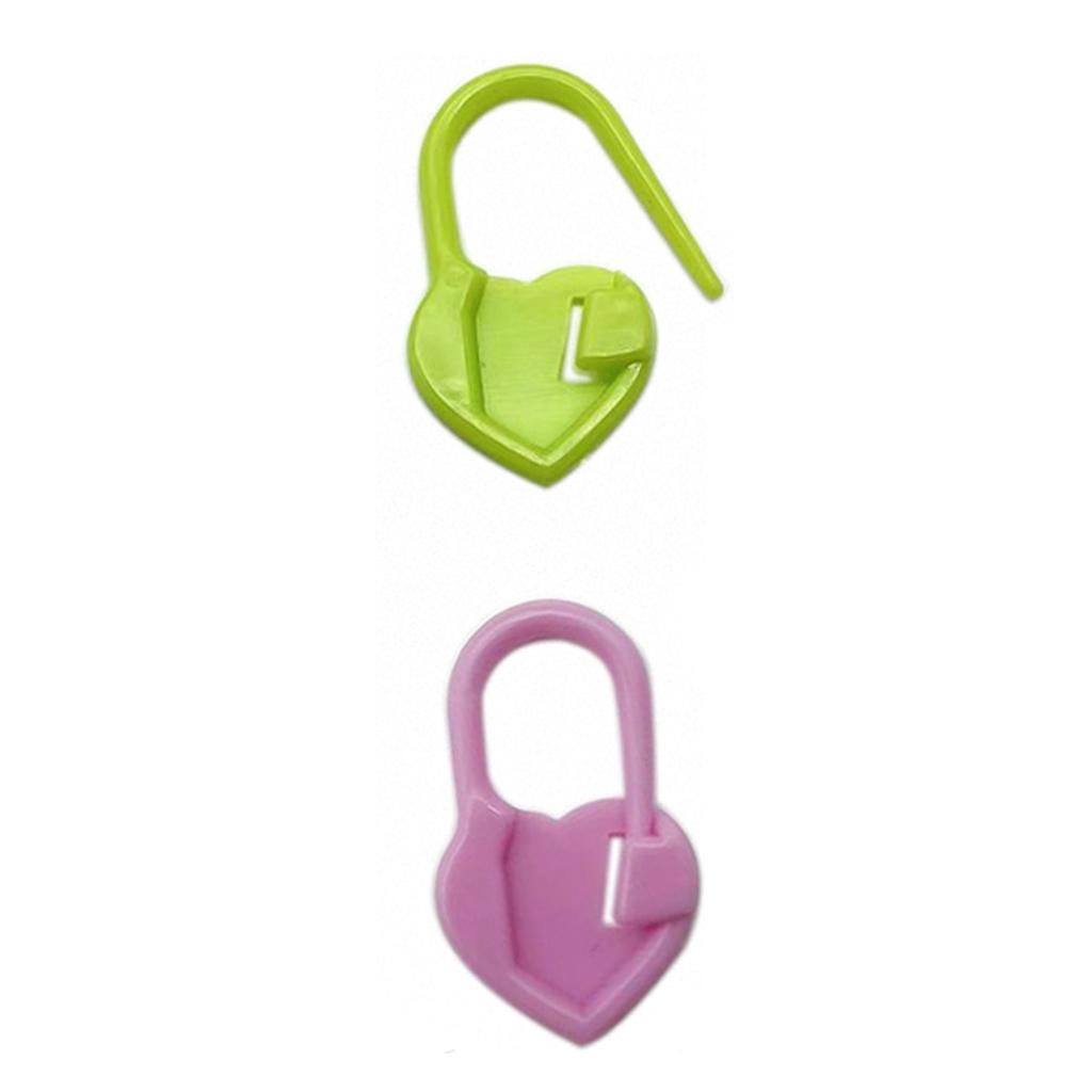50PCS Colorful Stitch Markers Heart Shape Knitting Needle Clips Plastic Crochet Pins for DIY