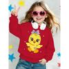 Kids Crewneck Sweatshirt, Cute Yellow Chick Bow Heart Print All Match Long Sleeve Top Spring Autumn