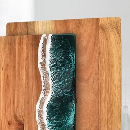 Personalized Cutting Board with Ocean Resin Custom Charcuterie Board Engraved, Decorative Wood Cutting Board Wedding Gift, Unique Resin Cutting Board