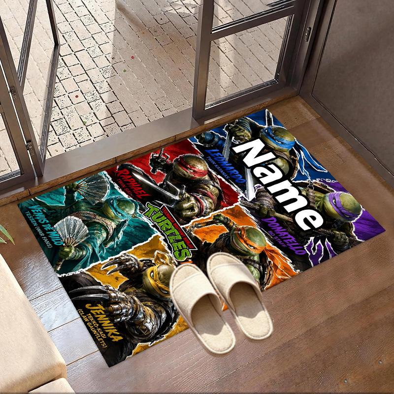 Custom Name Personalized Teenage Mutant Ninja Turtles Print Carpet, Versatile Home Decor Rug, for Playroom, Apartment, Balcony, Entryway, Hallway Gift