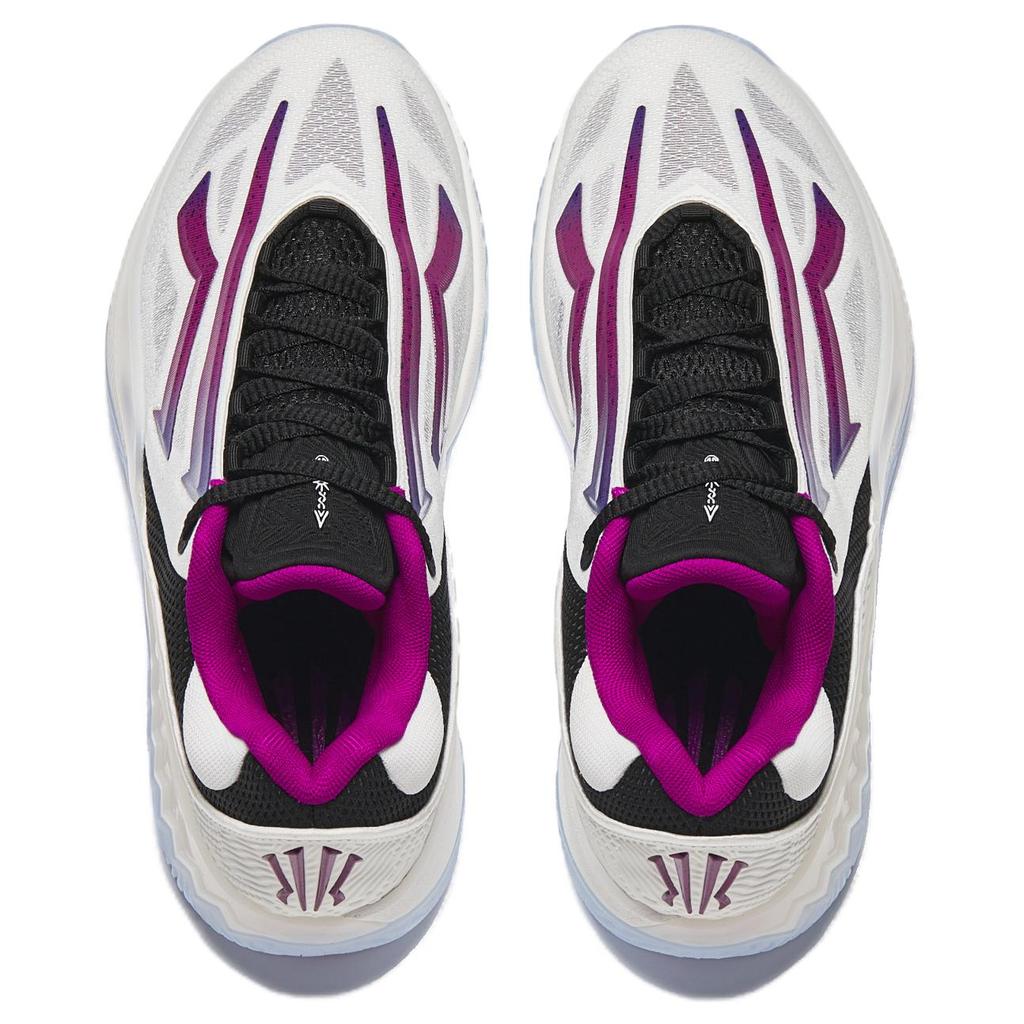New Anta Shock Absorbers Slip Resistant Abrasion Resistant Low top Basketball Shoes Men's White Black Purple 912541114S-5