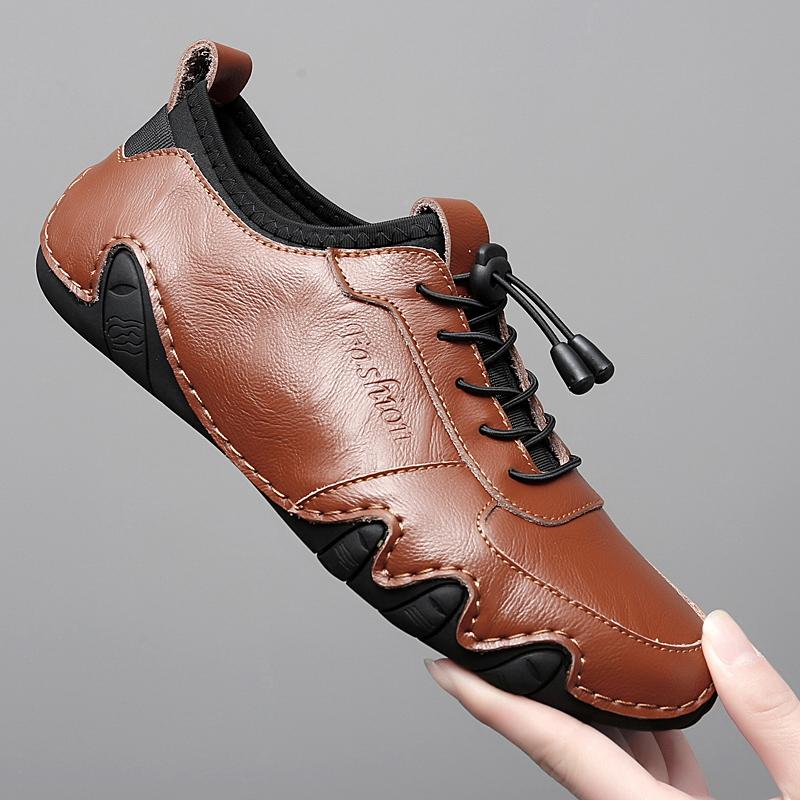 Fashion Autumn Sneakers for Men Fashionable Leather Shoes with A Casual Flat Soft Bottom Original Men's Sneakers Comfortable Loafer Men