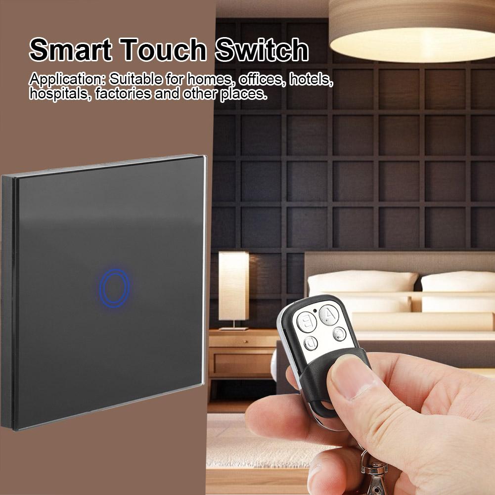 1 Way Tempered Glass Panel Smart Touch   with Wireless Remote Control (White)