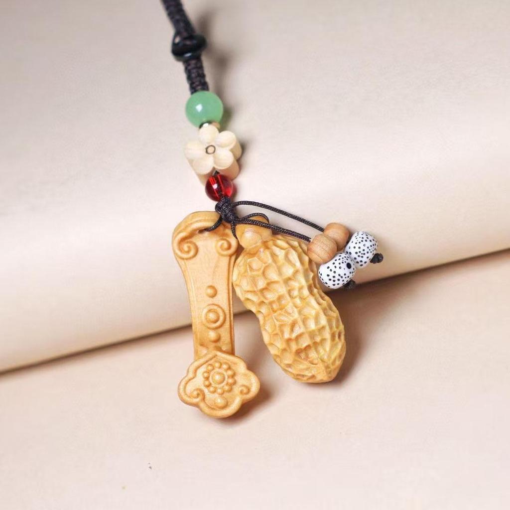 Peanut Persimmon Ruyi Keychain Set: Original Design, Safe, Good Luck Charm Ornament