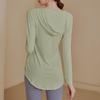 Top de entrenamiento con capucha de manga larga ajustado para mujer Otoño Primavera Cintura Alta Holgado Camisa de Fitness para Correr Yoga Gimnasio