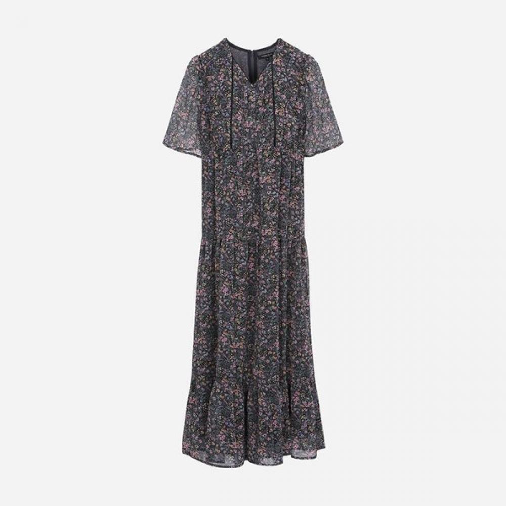 Thursday Island Frill Point Pattern Dress  T256mop158w Navy (NV)/S