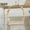 Parrot Cage Accessories Swing Perch, Solid Wood Perch Pole, Wooden Blocks And Healthy Bird Toy Beads Arch, Unpainted for Small Medium Parrots with