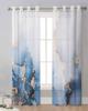 Abstract Marble Watercolor Sheer Curtains for Living Room Decoration Window Curtains for Kitchen Tulle Voile Organza Curtains