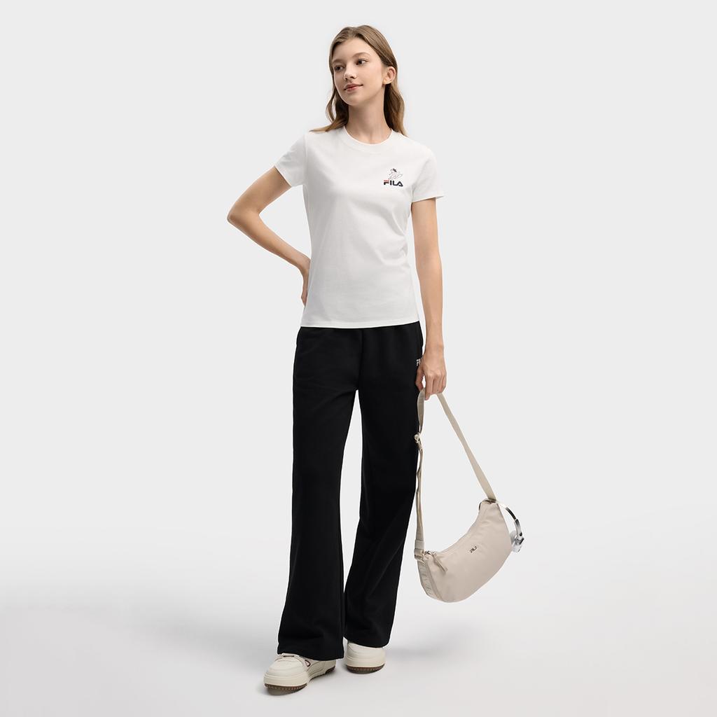 FILA Original Classic Minimalist Fashion Retro Sports Versatile Comfortable Loose Casual Pants Women bottoms Black F51W619601FBK