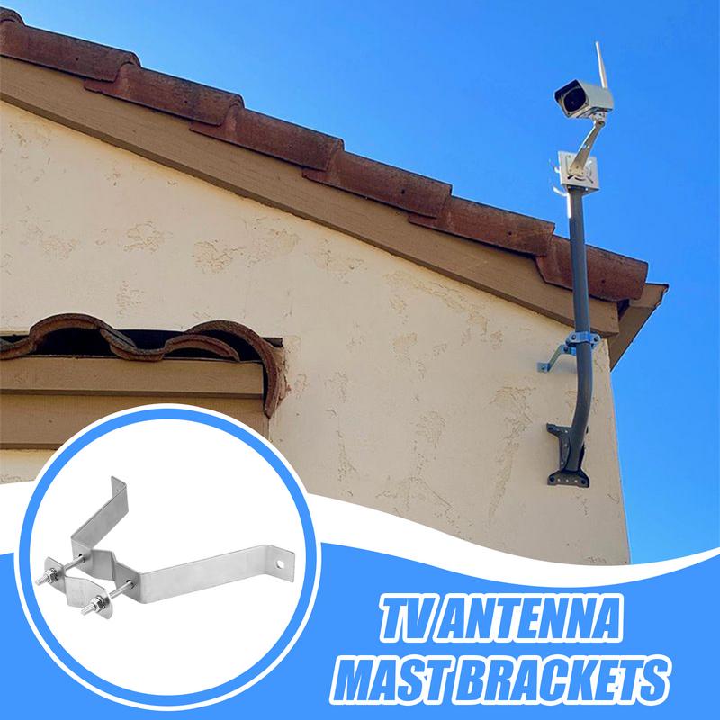 Heavy Duty TV Antenna Mount 2pcs Weatherproof Mounting Hardware Fixing Clip Adjustable Antenna Pole Mounting Bracket tool