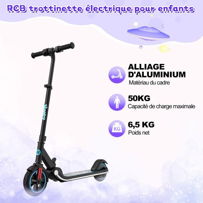 Trottinette Electrique Enfants 6-12 Ans - RCB - Écran LED - Néons Colorés - Vitesse Et Hauteur Réglables Cadeau Idéal Noir