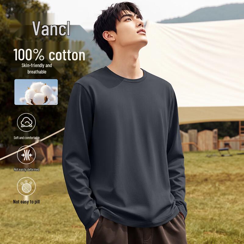 VANCL Men's Cotton Long-Sleeve Oversized T-Shirt