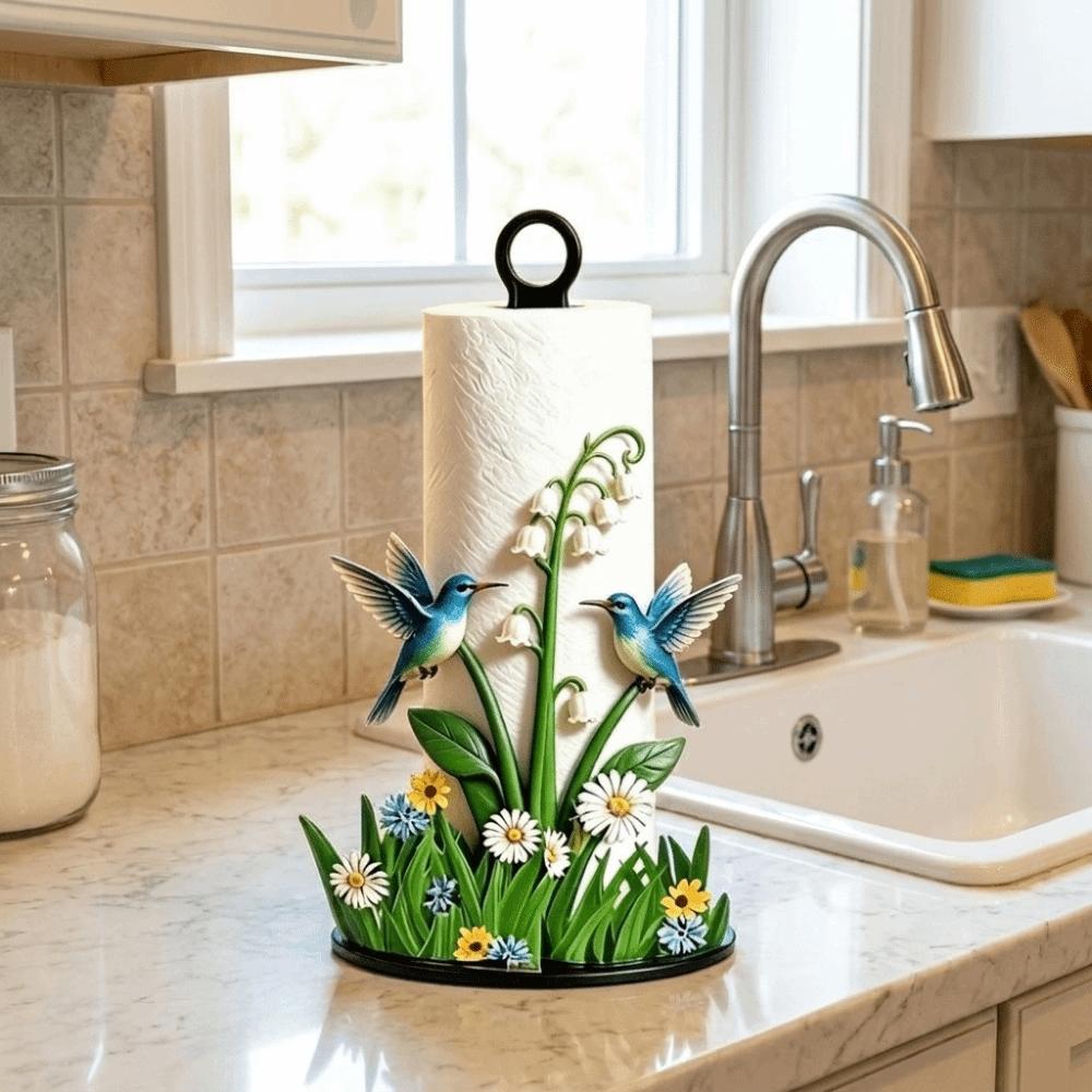 Acrylic Floral Tissue Holder 2D Flat Vertical Napkins Rack Roll Paper Towel Holder for Kitchen