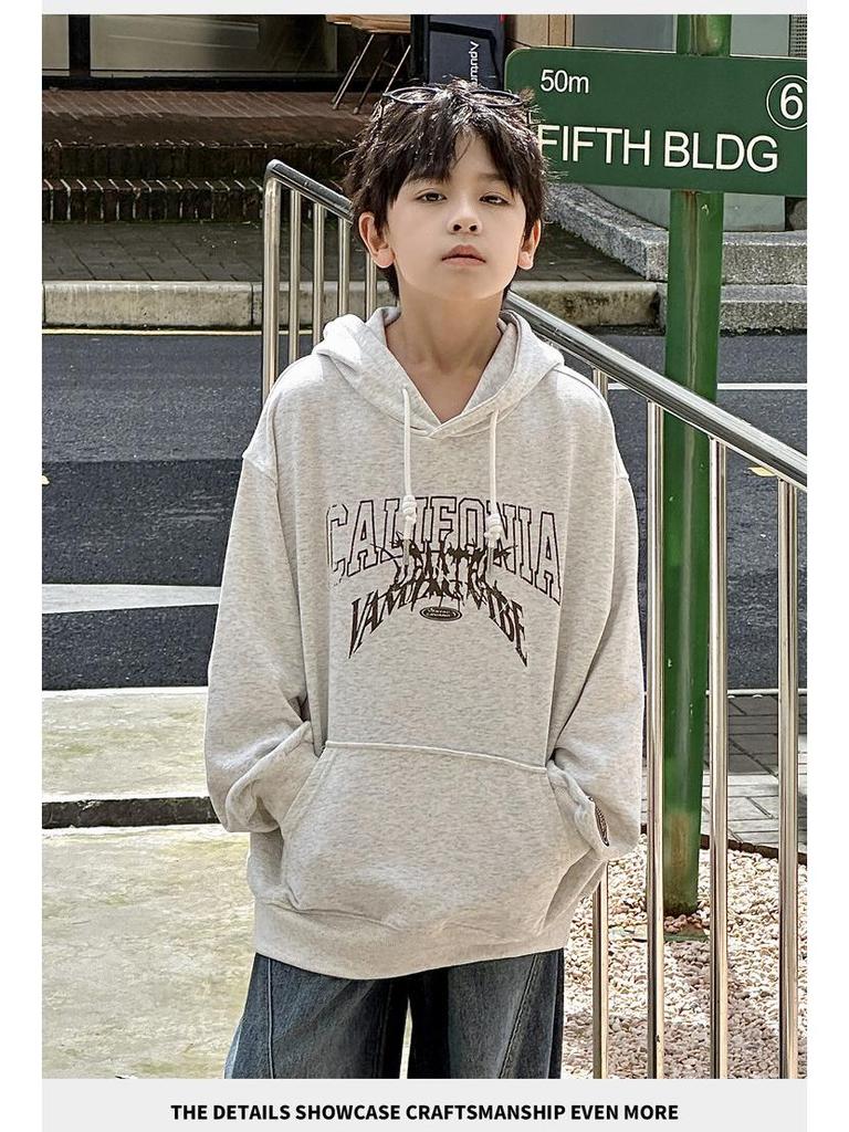 2025 Chłopięca modna bluza z kapturem w amerykańskim stylu ulicznym