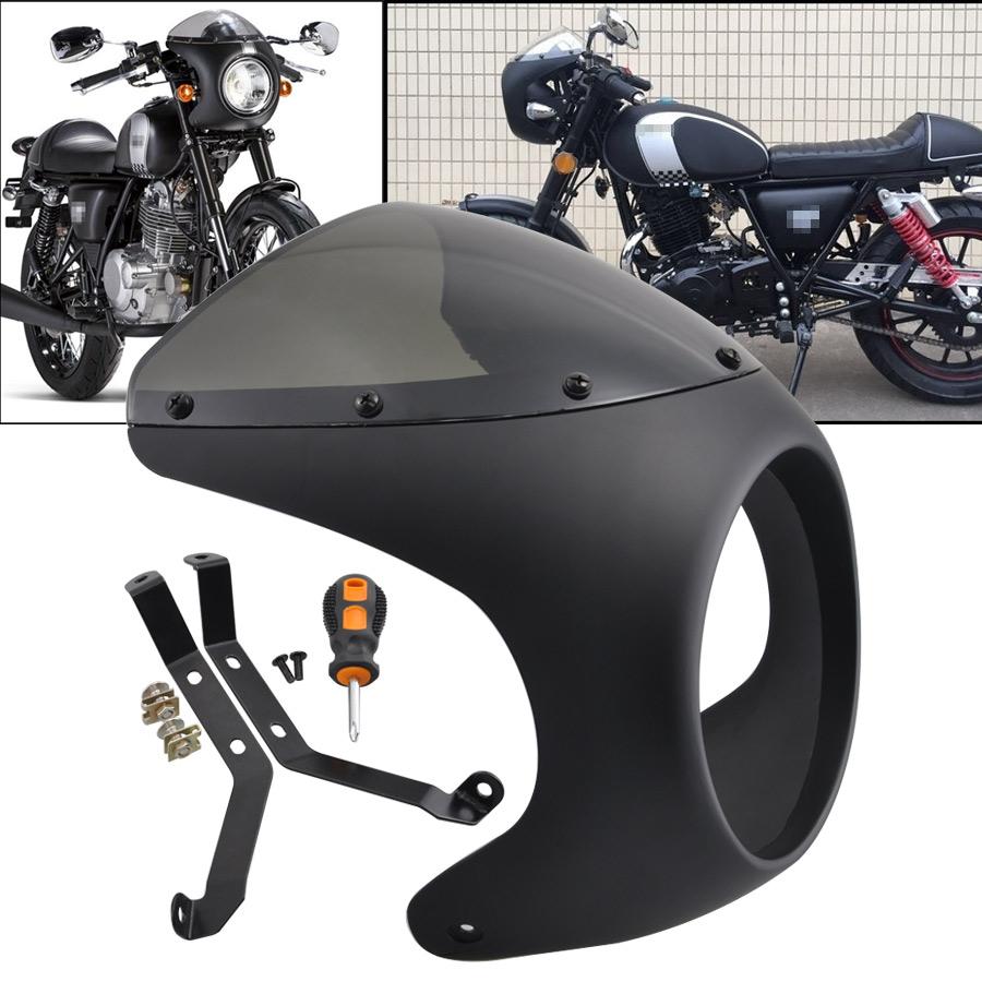1PC Universal 7 Inch Cafe Racer Round Headlight Fairing Cover ABS Plastic Windshield Screen Motorcycle Accessories