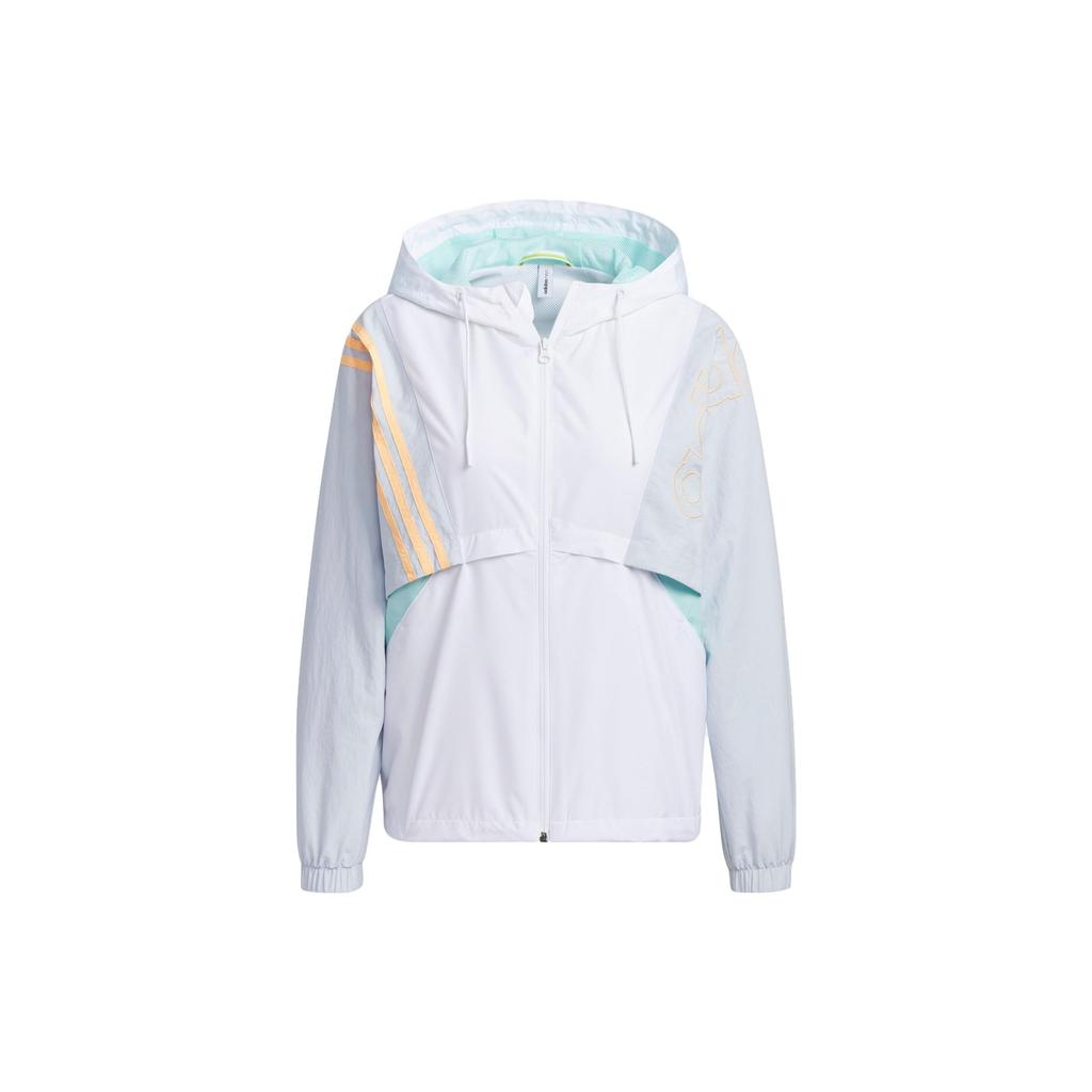 Adidas Neo Womens Color Block Logo Striped Embroidered Sports Hooded Jacket Women Jacket GT1880