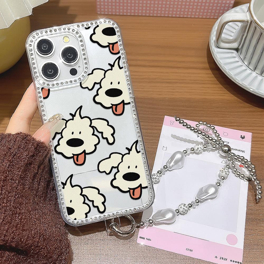 Bracelet Chain Phone Case For iPhone 17 16 15 13 14 for 17Air 17 12 14 16 Pro 17 14 16 Pro Max Sparking Diamond Cute Pattern Hard Cover With Lanyard