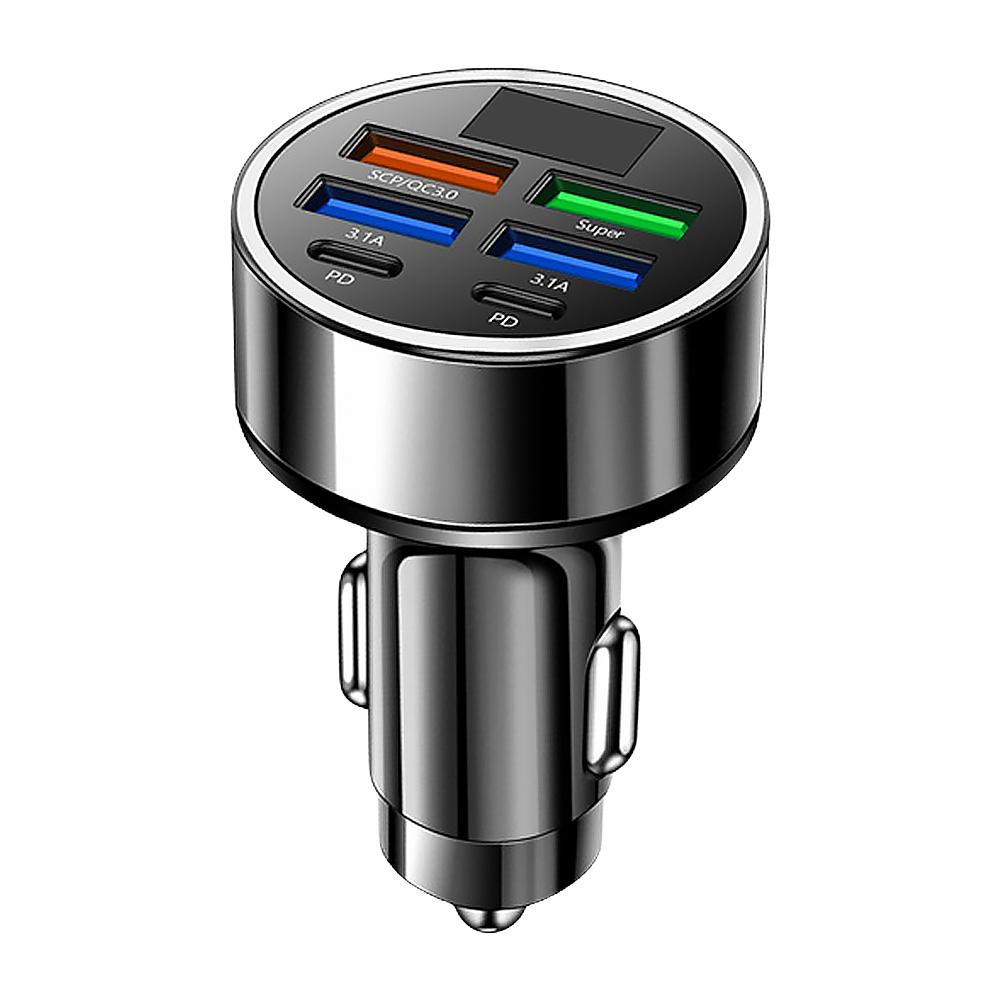 

40W 6 Ports USB Car Phone Charger Adapter Voltage Digital Display PD QC3.0