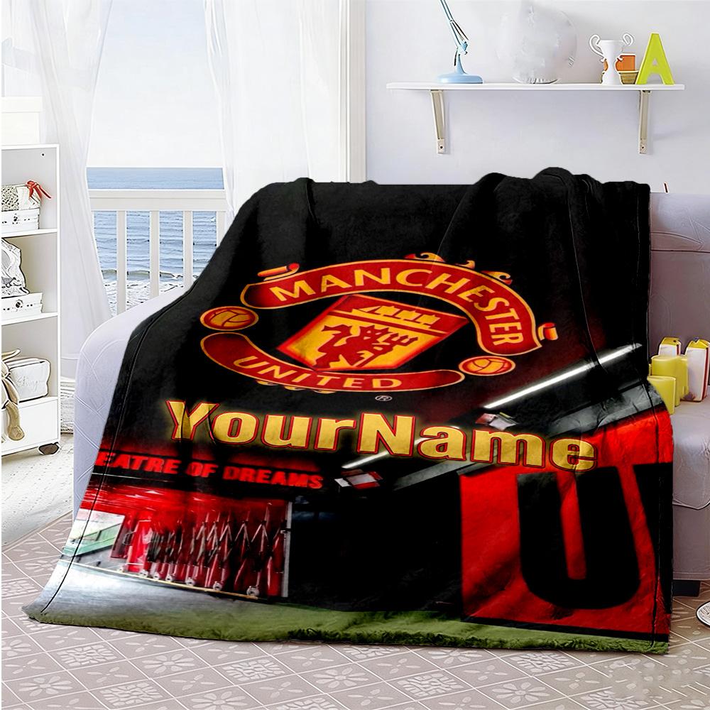 Manchester Personalized Text Blanket Gift Customizable Blanket Soft Warm Cozy Versatile for Bed Office Chair Office Chair Four Seasons Universal