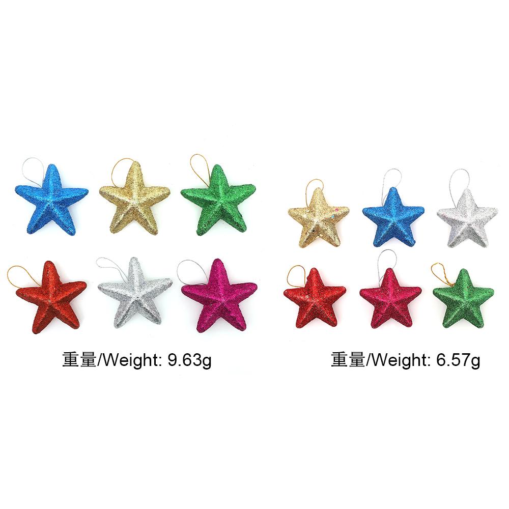 12Pcs Colorful Star Hanging Christmas Tree Decorations Pendant for Home Decor DIY  New Year 2025 Party Supplies Gift Accessories