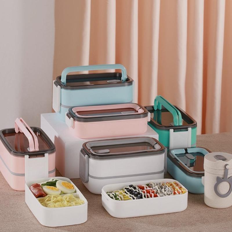 24TE Japanese Style Double Layer Plastic Material Lunch Box with Microwave Oven Bento Boxes for Childrens Students for School