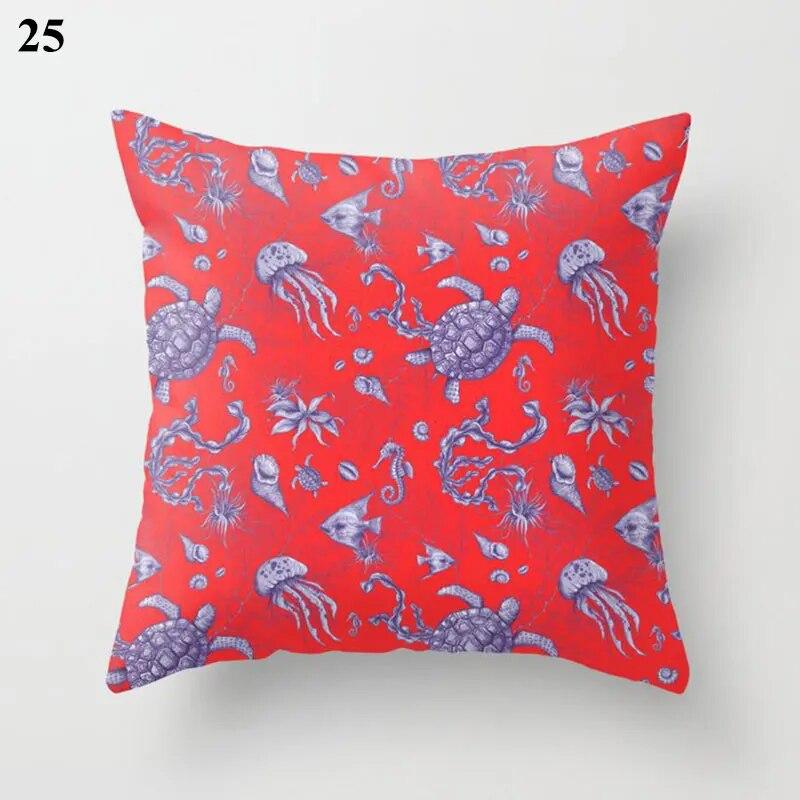Red Cushion Cover Geometric Print Pillowcase  Wedding Decor