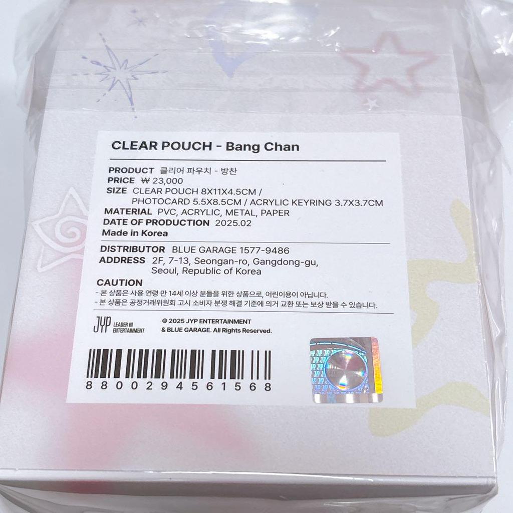 [USED] Korea Exclusive Straykids 5'CLOCK Clear Pouch Bang Chan Trading Card