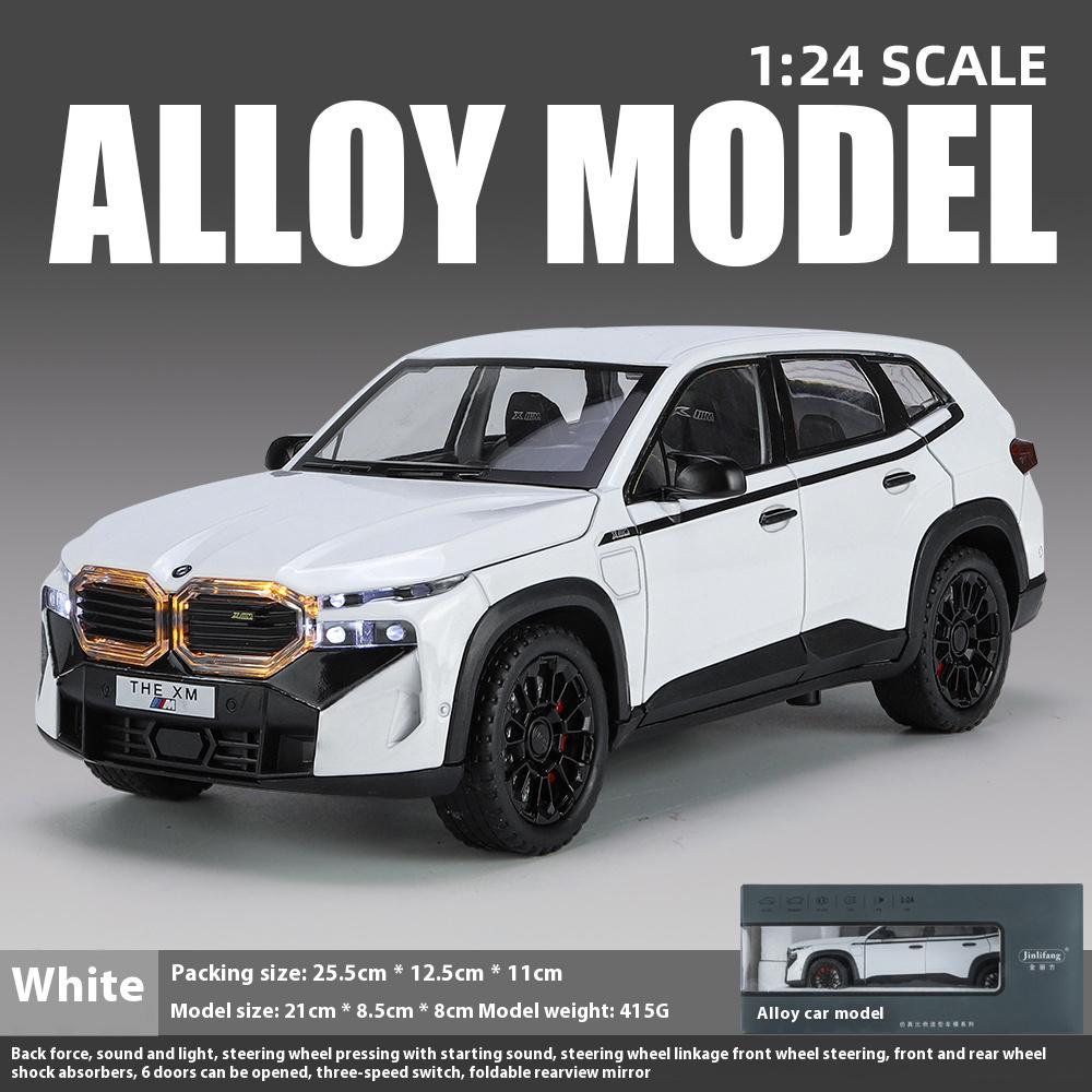 1/24 BMW THE XM Alloy Car Model Toy Metal Die Cast Off-Road Vehicle Sound Light Pullback Function SUV Car Boy Gift