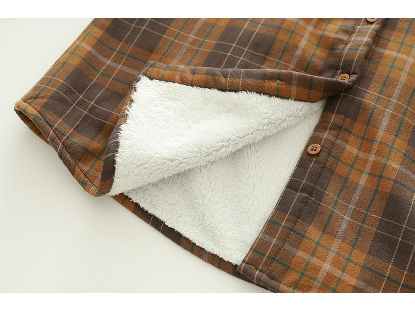 Women's Classic Plaid Long-Sleeve Shirt - Japanese Style, Plus Velvet, Thickened, Warm (Autumn/Winter 2025 Collection)