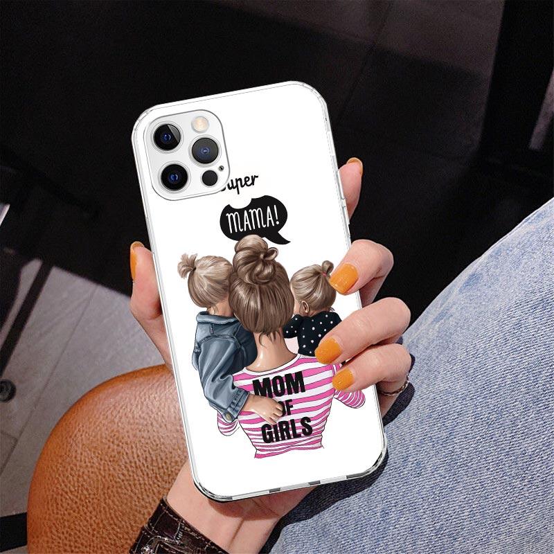 Baby Mom Girls Phone Case For iPhone 17 Air 16 Pro Max 16E 15 + 14 Plus 11 12 13 Mini 7 8 SE Gift Print Cover Fundas 17 Air 16 P