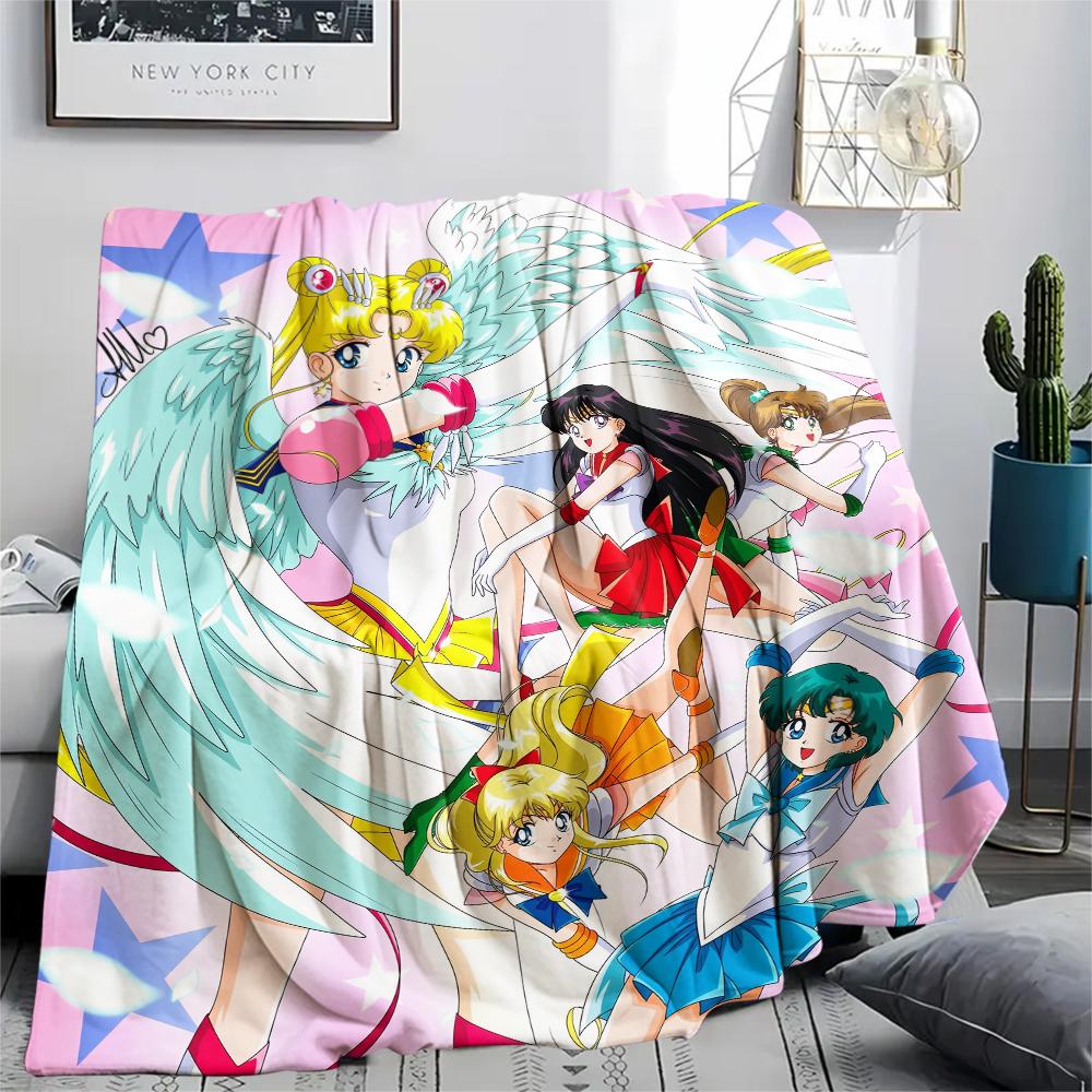 

Sailor Moon Healing Illustration pattern Flannel Blanket, High quality Comfortable for All Seasons, Home Decor, Warmth and Comfort, Perfect for Gifts. 80cm x 120cm