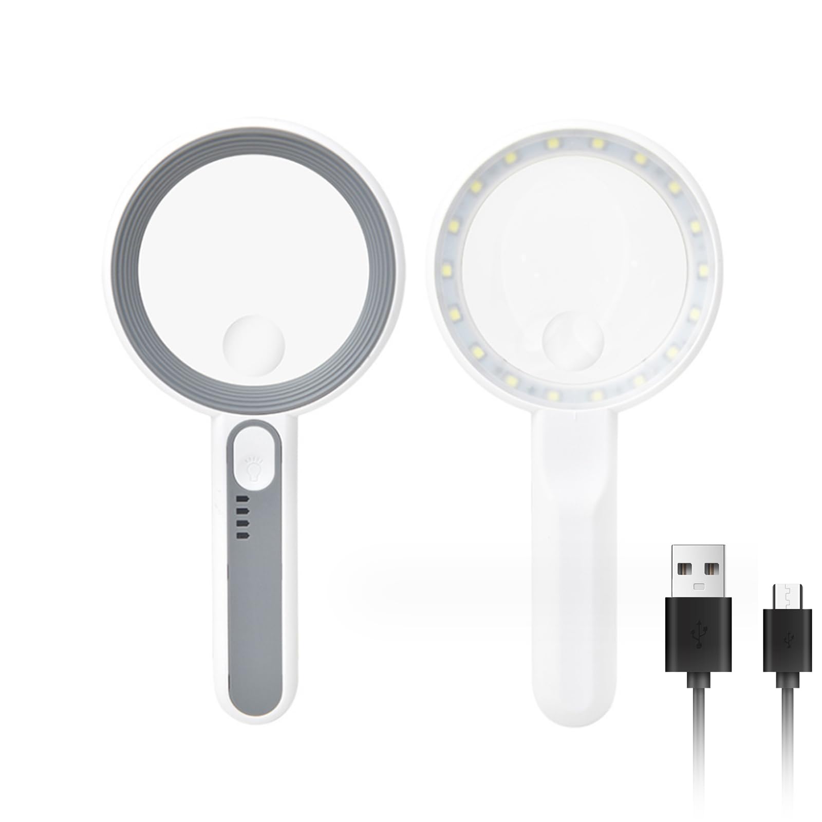 

siawadeky Handheld Magnifying USB 30x with LED 3 Dimmable Easy Magnifying Suitable for Children and Suitable for Newspaper Insect Precision Lens