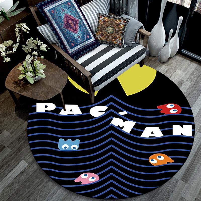 GAME Pac‑Man Pattern Round rug,Carpet Rug for Living Room Bedroom Playroom ,Non-slip Floor Mat,Holiday Gifts and Birthday Gifts.