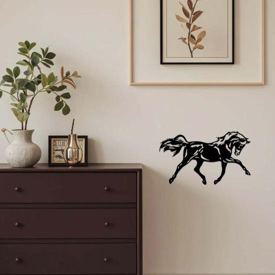 Black Metal Horse Wall Art Rustic Western Equestrian Wall Decor for Home Office Living Room Bedroom Kitchen Outdoor Indoor Decor