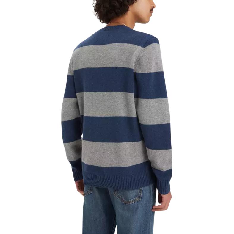 Pull Levis Ample Style Américain Bloc de Couleurs Mode Confortable Manches Longues Pull Homme Bleu Gris A4320-0016