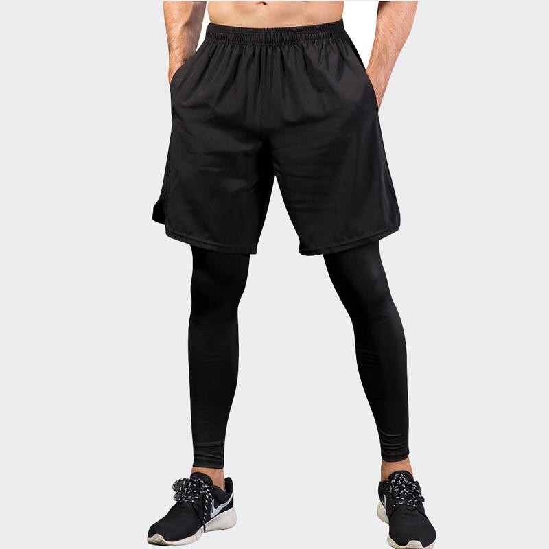 Men s Faux 2-Piece Quick-Dry Compression Running Pants S