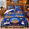 Christmas Custom Name Pattern Bedding 3Pcs Set Bed Sheet Pillowcases Indoor Bedroom Holiday Gift