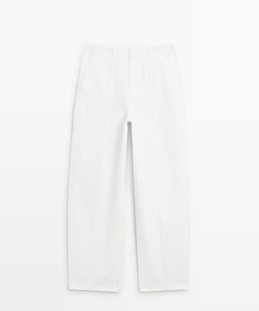 Masimodutti Stitch Detail Barrel Fit Jeans