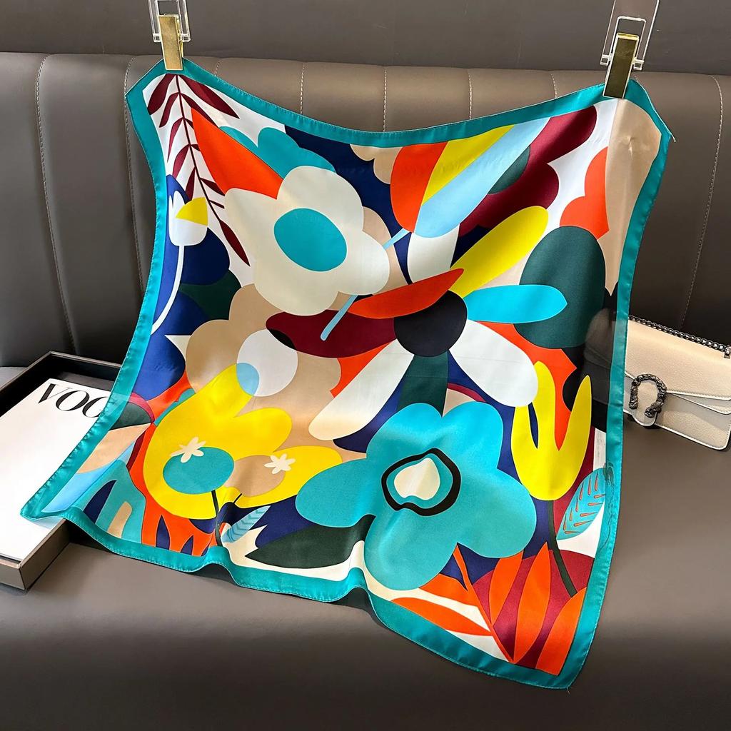 New Fashion Luxury Silk Scarf Bandana Women Hair Bands Square Scarves Neck Tie Bag Scarfs Satin Lady Wrap Headband