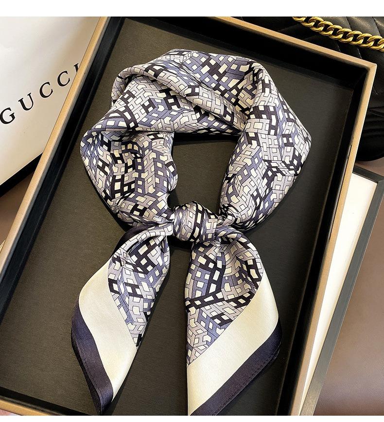Light luxury silk silk scarf women s versatile European and American Xiaoxiangfeng H letter silk square scarf 100% mulberry silk silk scarf scarf 65