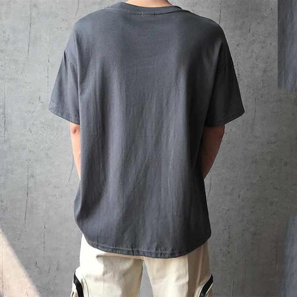 Pánské letní volné tričko s krátkým rukávem ve stylu Hongkongu, jednobarevné, s pěticípým rukávem, černé a bílé, bílé, se středně dlouhým rukávem, trendy