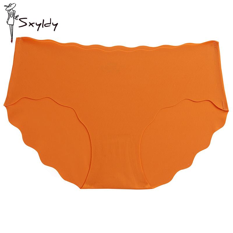 

Бесшовные трусики из ледяного шелка для женщин, высококачественные трусы с оборками и минимальной посадкой, мягкие трусы для девочек, женское нижнее белье XL оранжевый
