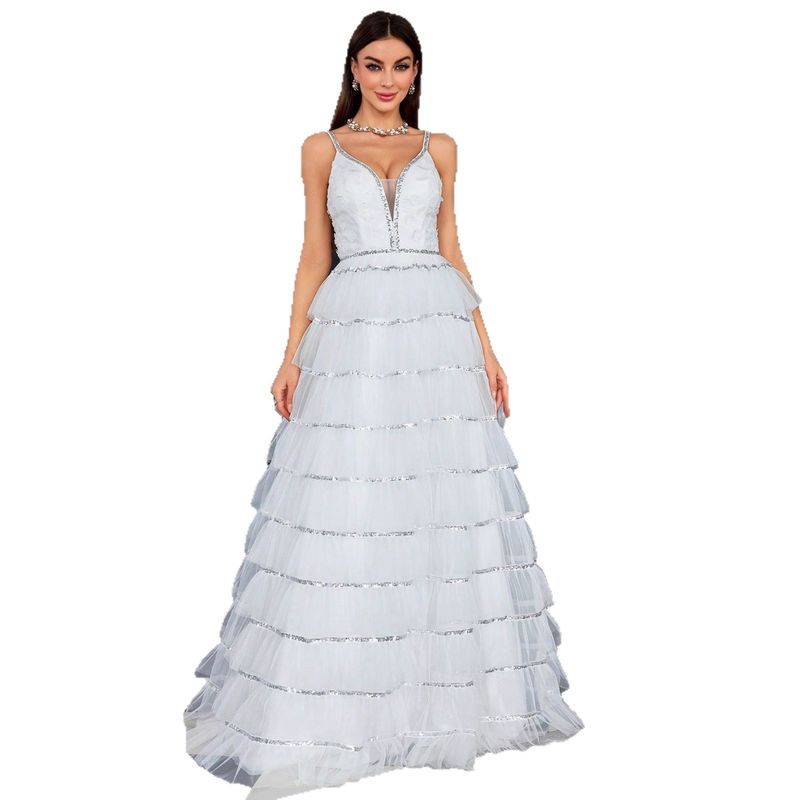 New Arrived Wedding Dress Long Maix Dress White Party Dress