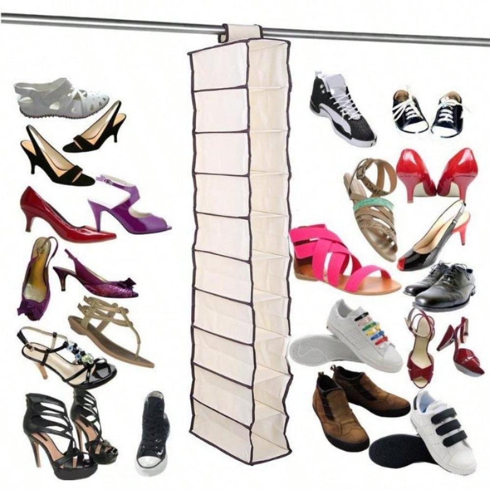 10 Camadas Pendurado Saco De Armazenamento Organizador De Armário Organizador De Guarda-roupas Porta De Armazenamento De Bolso Sapatos Pendurado Organizador De Armário